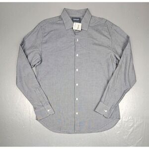 Bonobos Button Down Shirt Mens Large Blk White Slim Fit Check Long Sleeve NWT